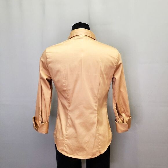 Banana Republic Camel Talilored Button Down Shirt 3/4 Sleeves Size Small - Picture 2 of 6
